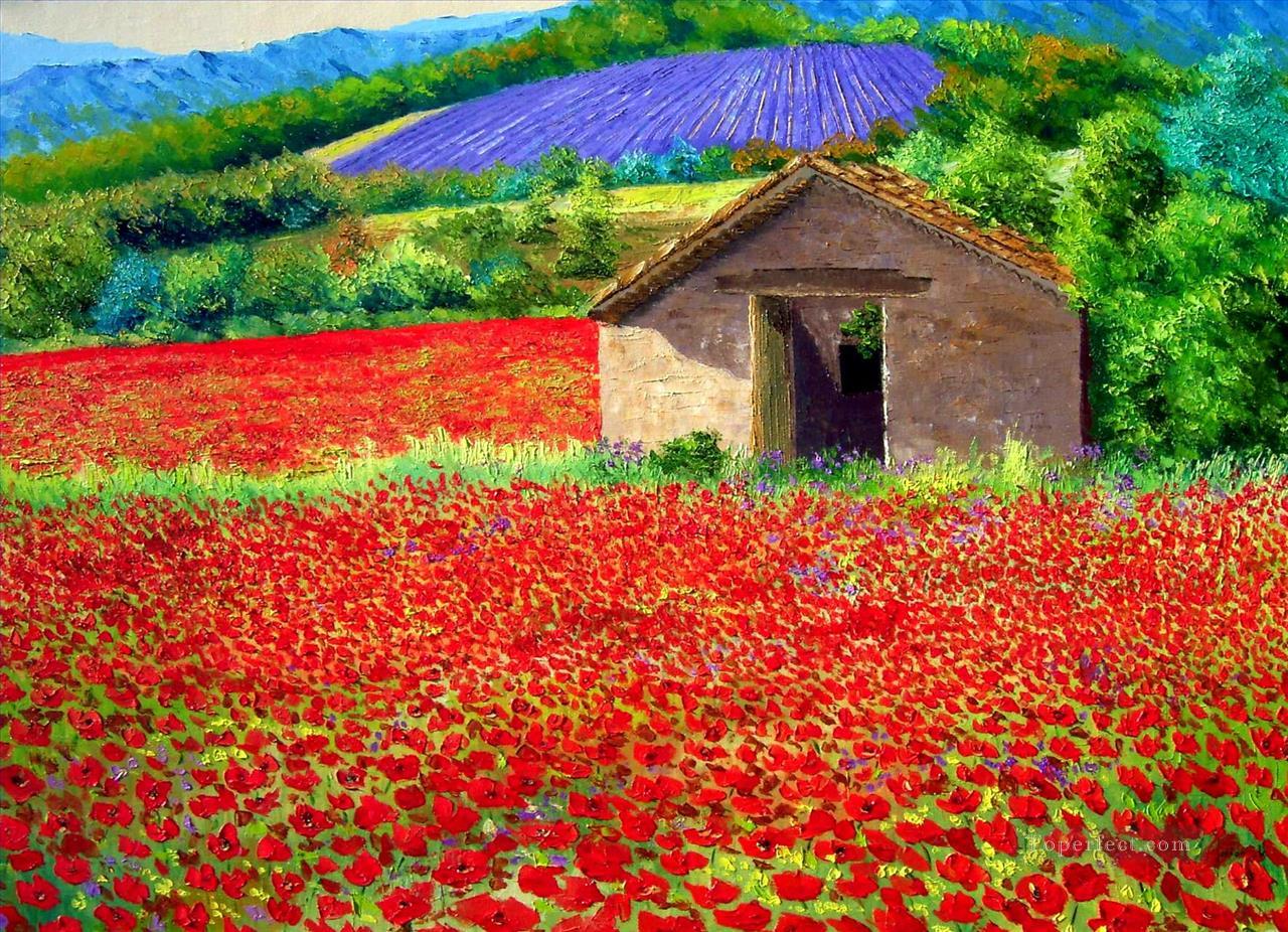 Poppy field garden Oil Paintings